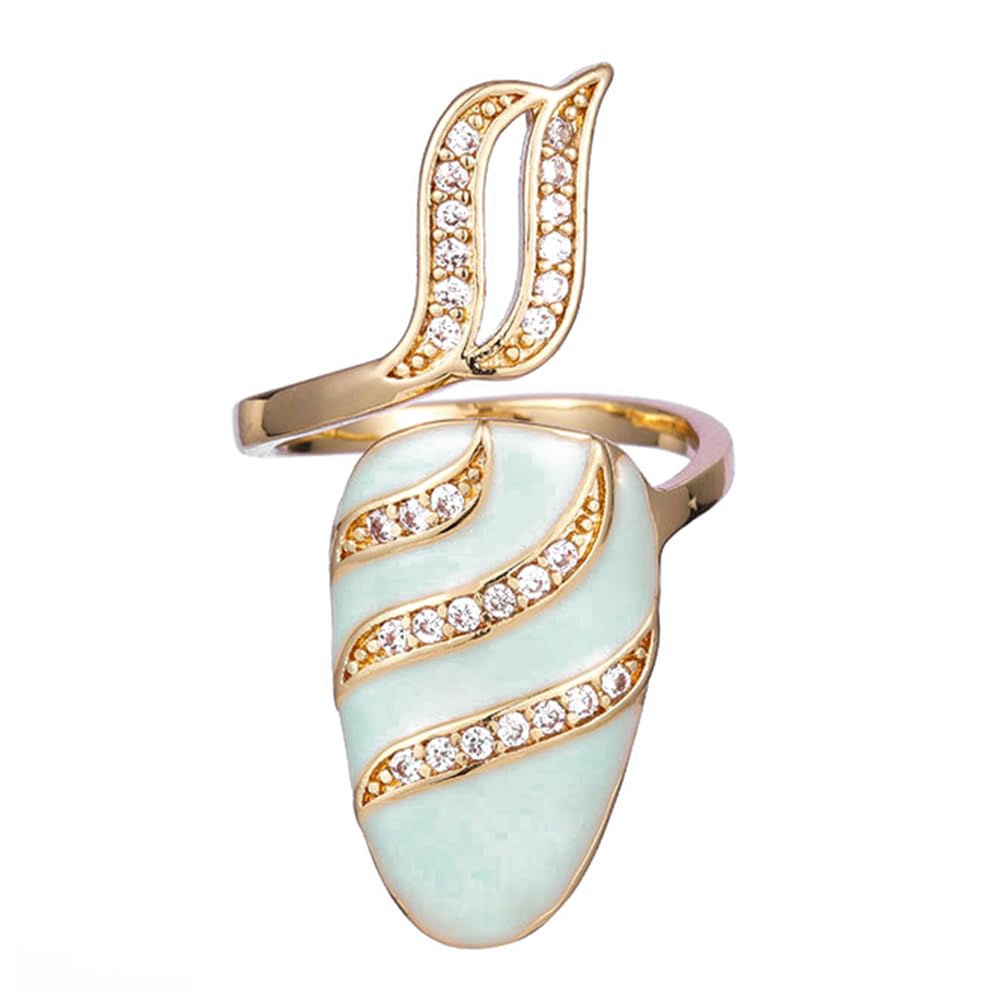 Rumtock Knuckle Nail Ring Mint Nail Protecting Ring with CZ Crystal for Women Finger Tip Manicure Jewelry