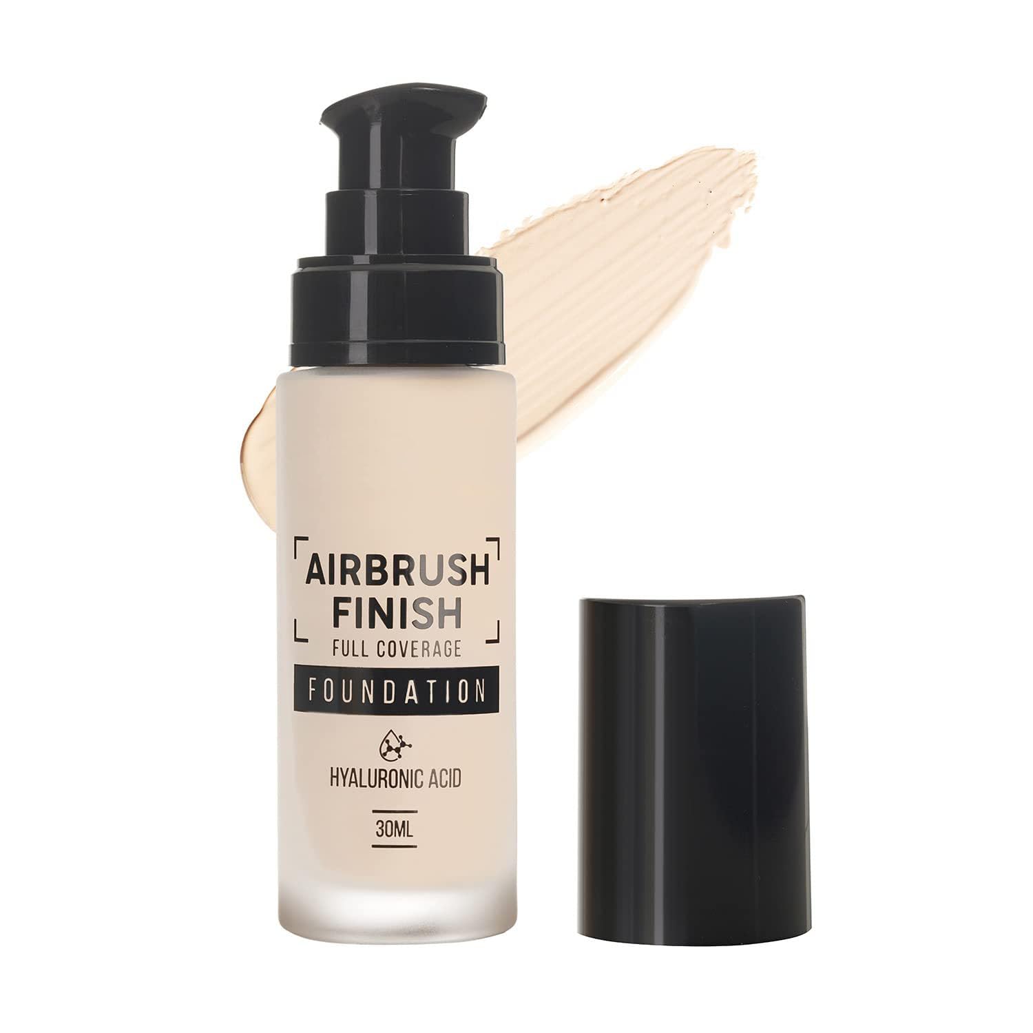 SWISS BAEUTY Airbrush Finish Foundation, Full Coverage, Waterproof, Matte Finish, Hyaluronic Acid Enriched, 30ml (01 Shell White)-image-9