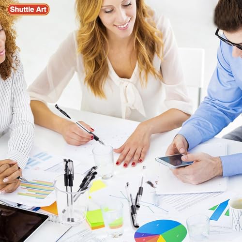 Image of Shuttle Art Black Gel Pens, 50 Pack Fine Point Black Ink Pens Bulk, 0.5mm Rollerball Gel Ink Pens Smooth Writing with Comfortable Grip for Office, School and Home
