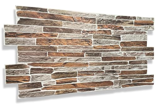 EURODECO | Baldosas de PVC 3D – Paneles Adhesivos para Pared – Imitación Piedra/Madera | Revestimiento Decorativo – 1 mm Espesor – Pack 7m² | ¡Gran elección!