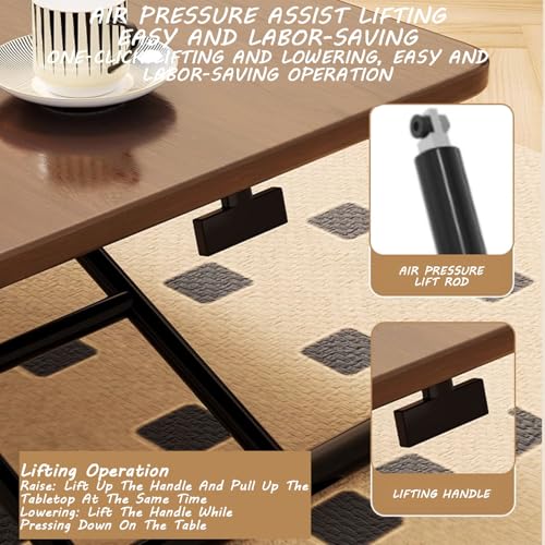 Table basse rétro pliable multicolore 90-120cm avec plateau relevable - 5