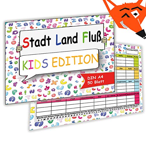 KARTENVERSAND24 Stadt Land Fluss Kids Kinder Junior Gesellschaftsspiel Block Spiel Familienspiel Lernspiel Familie für… – Bild 5
