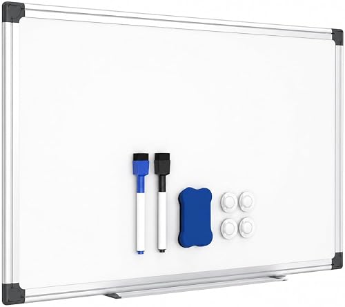 Magnetic Whiteboard with Pen, Double Side Dry Ease Board with Aluminium Frame,60 * 45cm