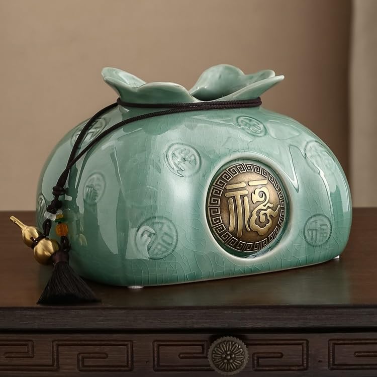 Scatola di fazzoletti per il soggiorno, decorazione cinese, decorazione per la casa, in carta ceramica (C)