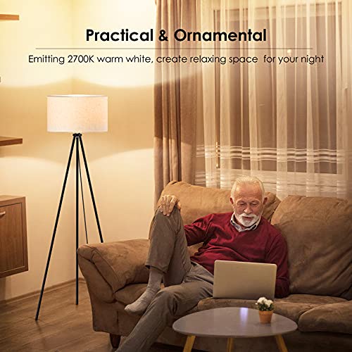 Boostarea Floor Lamp For Living Room, Tripod Floor Lamp, 15W Led Bulb, 3 Levels Dimmable Brightness, Linen Lamp Shade, Mid Century Standing Lamp For Living Room, Bedroom, Study Room And Office #TOP6