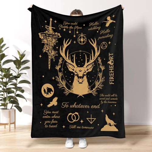 TattooStore Throne of Glass Blanket - A Court of Thorns and Roses Throw, Bookish Gift, Dragon Rider Blanket, Fourth Wing Merch Blankets Gift for Book Lovers Fan, Bookish, Romance Fantasy Book Lovers