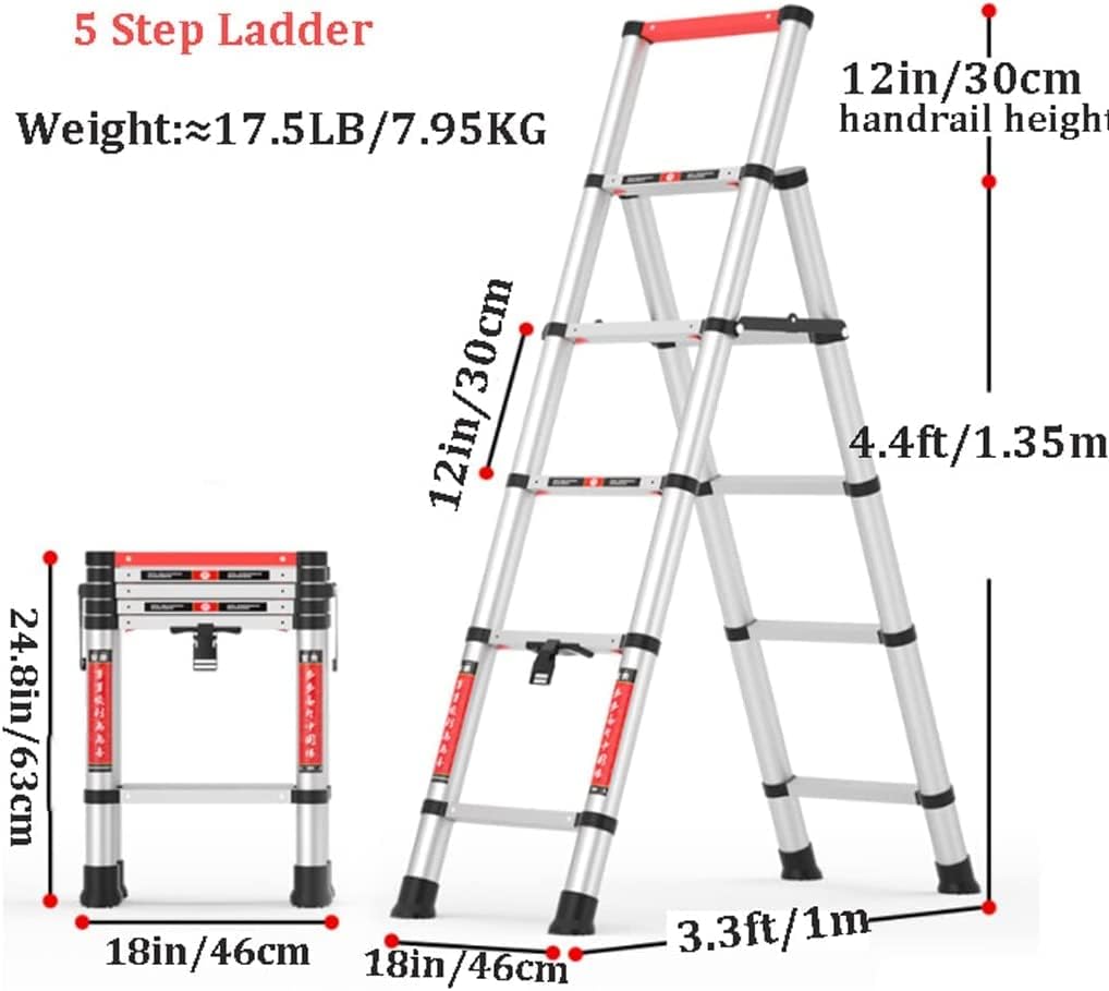 Telescoping Ladder Telescopic Ladder Household Telescoping Ladder Aluminum Folding Ladder Portable Outdoor Extension Ladder Work Collapsible Ladder Safe Stable