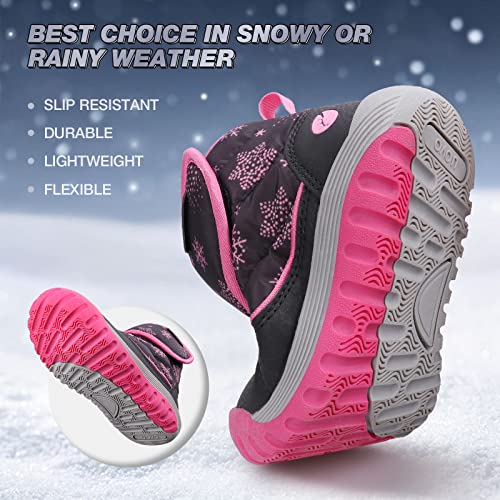 UOVO Kids Boys Winter Snow Boots Ankle Fur Lined Slip Resistant Outdoor Warm Shoes (Toddler/Little Kid)4