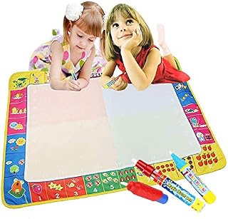 Rangebow Aqua Draw and Learn Doodle Water Painting Mat Multi Coloured No Mess Drawing Board Two Doodle Magic Pen for 3 Years Plus Boys Girls Toy Product 3 Magic Pens (80cm x 60cm)