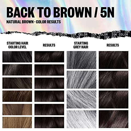 IGK Permanent Color Kit BACK TO BROWN - Natural Brown 5N | Easy Application + Strengthen + Shine | Vegan + Cruelty Free + Ammonia Free | 4.75 Oz - Thumbnail 5
