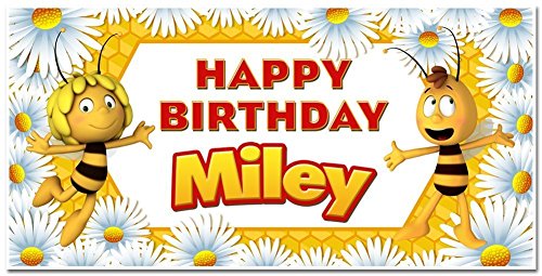 Personalized Maya the Bee Birthday Banner Party Backdrop