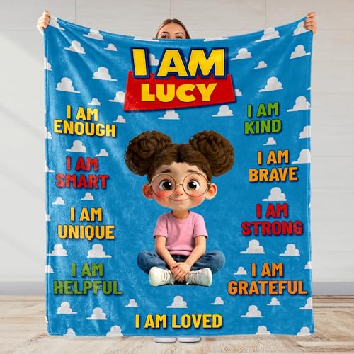 Image of Personalized Inspirational Throw Blanket for Daughter - Cozy Fleece or Sherpa Blanket - Birthday Gift for Girls Kids Teens, Baby Blankets for Girls, Holiday Throw Blanket for Bed