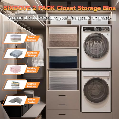 Storage Baskets for Organizing, 2 Pack Woven Basket for Storage, Rectangle Baskets for Shelves Closet Organizers, Toy Basket for Nursery Storage Living Room, Laundry Room, Bedroom (Gradient Brown) by SIXDOVE - Image 3