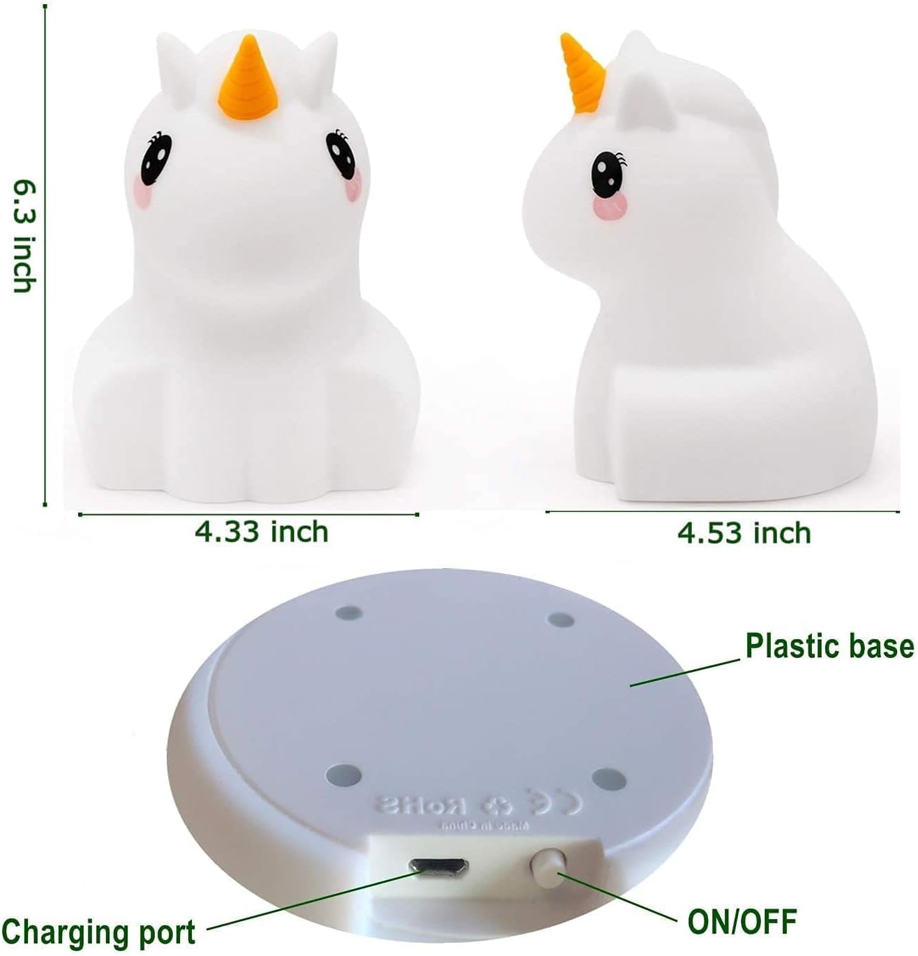 子供/大人のためのTianhaixing動物型ビッグナイトライト、充電式LEDソフトシリコンベッドサイドランプ（BPAフリー）、調整