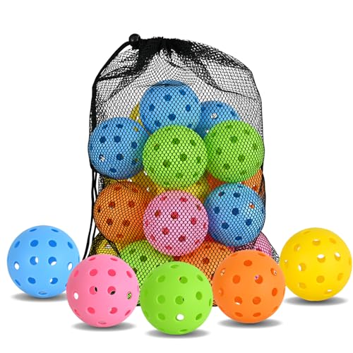 PICKLETECH Pickleball Balls 20 Pack, 40 Holes USAPA Approved Outdoor Pickleball Balls with Mesh Bag, High Bounce & True Flight, Durable Balanced Pickle Balls for Tournament Play, Multicolor