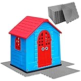 Wibeelee 14 PCS Interlocking Outdoor Playhouse Mats 36 X 48 Inches Waterproof Non-Slip Plastic Tiles, Playground Activity Pad for Indoor and Outside Game