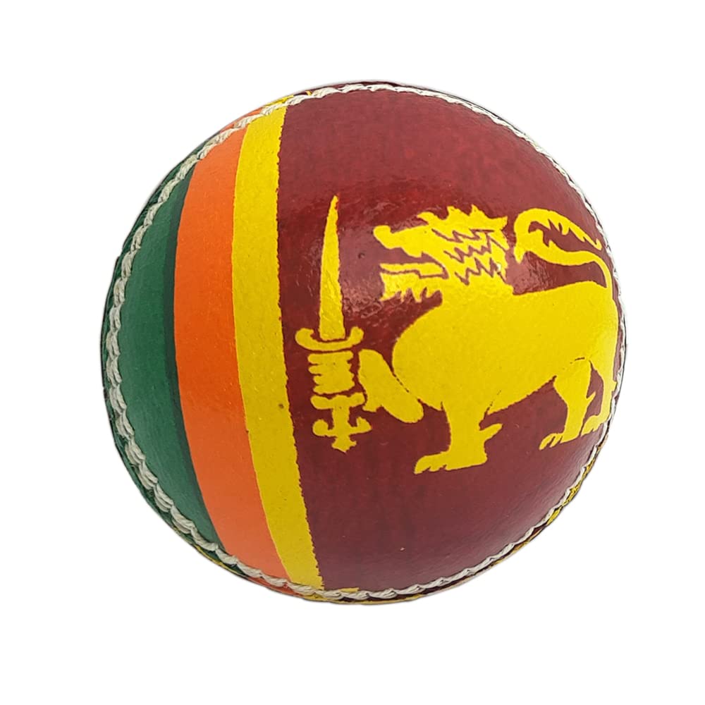 Kosma Handgenähter 2-teiliger Cricketball aus Leder (1 Packung) | Standardgröße – 156 g | Premium-Qualität Lederflagge Cricketball | Fan-Edition – Sri Lanka Flagge | perfektes Souvenir & Geschenk