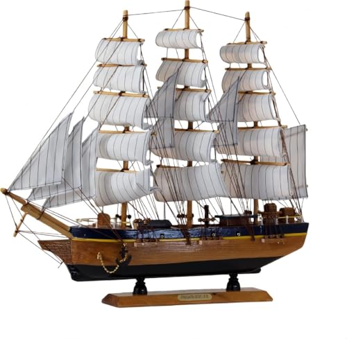 Barino 帆船 木製帆船模型 船模型 彫像 手作り 室内 デスクトップ オフィス 装飾 スムーズな航海 無垢材 大型帆船模型 工芸品 リビングルーム 装飾 結婚祝い 開店祝い 新築祝い 誕生日 オフィス 会社 結婚式 新居 引越し 装飾 写真小道具 帆