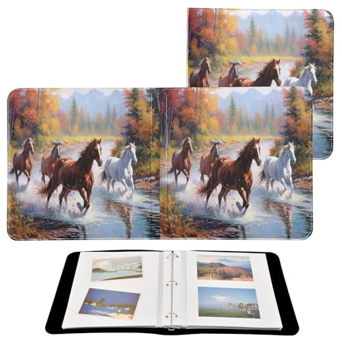 Álbum de Fotos Autoadhesivo DIY Scrapbook Caballos Corriendo Arroyo Encuadernación de 3 Anillos Libro de Fotos 40 Páginas 8x10 para Recuerdos miniatura 2