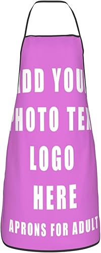 Miniatura 2 de Delantales personalizados para mujeres y hombres, delantal unisex personalizado con su logotipo de texto y imagen