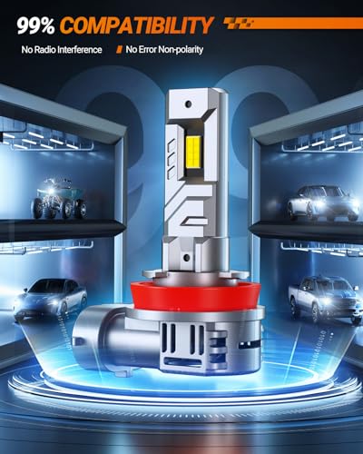 Image of SEALIGHT H11 Light Bulbs, H8 /H9 /H16 Bulbs, 30,000LM High Power 8xBrighteness for ATVs & Powersports, 99% Compatibility, 10 Years Lifespan, Plug and Play, Pack of 2