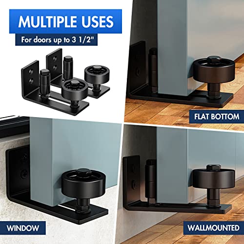 Lvyesea 2 Pack Sliding Barn Door Bottom Guide, Barn Door Adjustable Floor Guide Roller (2 Rollers), Flush Bottom, Quiet, Black, Steel Frame, Easy To Install #TOP4