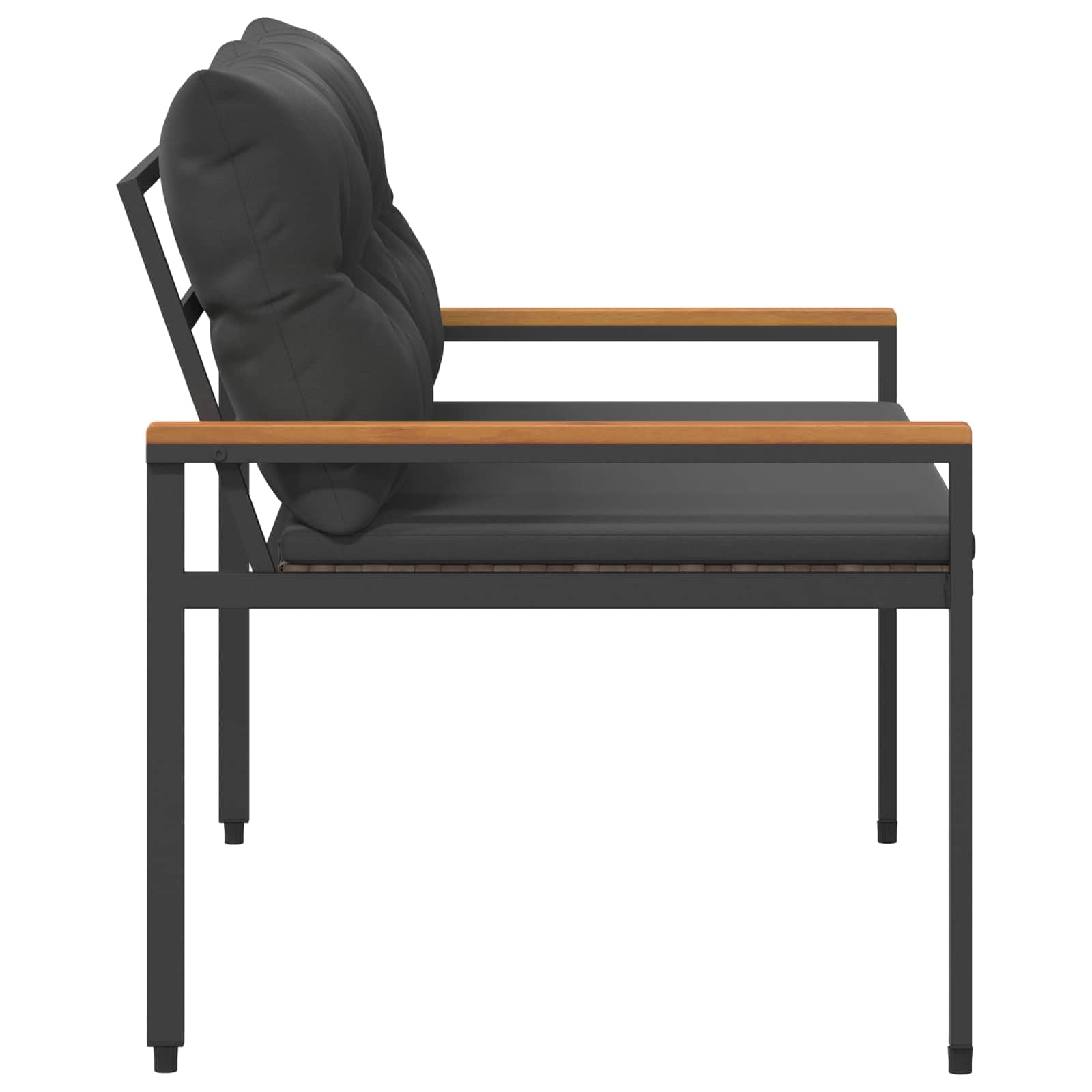 Ławka Ogrodowa Polirattan 2 Osoby 116 x 67,5 x 72 cm | Blat Z Drewna Akacjowego, Regulowane Nóżki, Zdejmowane Poszewki, Na Taras