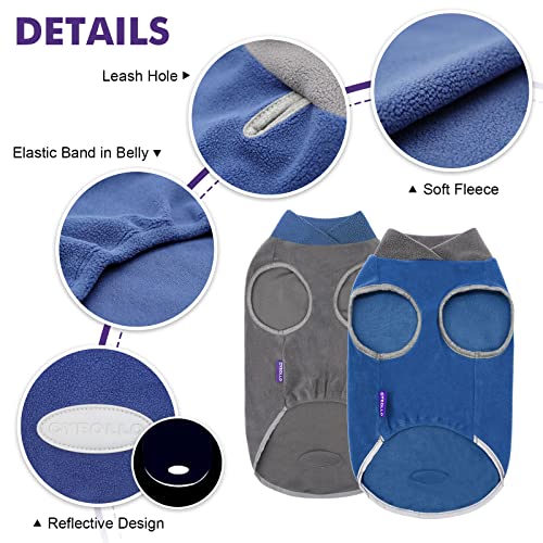 Image of cyeollo 2 Pack Dog Sweaters for Small Dogs Stretchy Sweatshirt Fleece Vest Pullover Dog Coat Reflective Pet Small Dogs Clothes Coats, Navy & Grey L