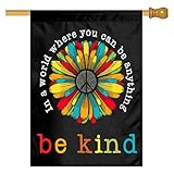 In A World Where You Can Be Anything Be Kind Garden Flag 28 X 40 Inch Peace Outdoor Floral Mini Yard Flag House Flags Double-Sided Farmhouse Sign For Home Garden Decoration