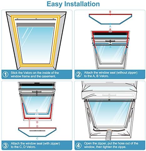 iRhodesy Air Conditioner Window Kit, White and Waterproof Roof Centre Pivot Window Seal for Portable Air Conditioner with Single and Double Hose (230cm x 2pcs)