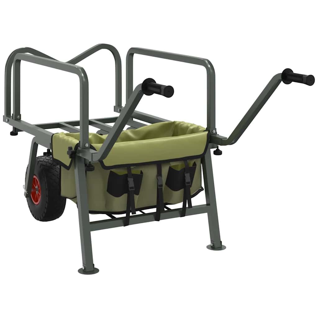 Wózek wędkarski z 2 kółkami, stal malowana proszkowo, wózek ręczny, nośność 150 kg, składany, do wędkowania, na kemping, do transportu akcesoriów wędkarskich nad jeziorem, rzeką, brzegiem