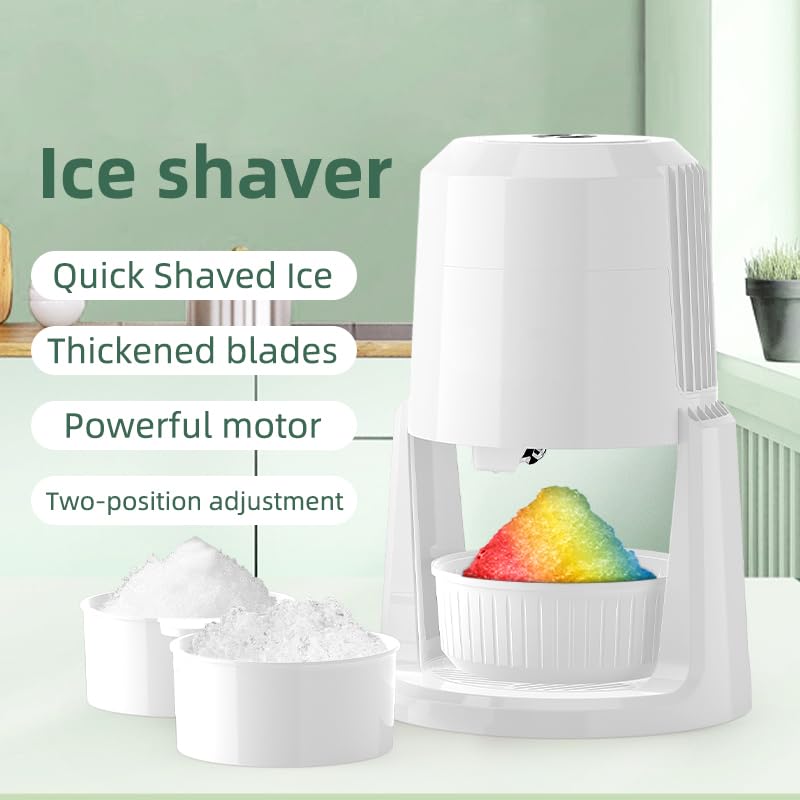 Image of Ice Shaver Slushie Machine for Home, Electric Snow Cone Maker with Stainless Steel Blades, Shaved Ice Machine for Fluffy Snow Ice, Slushies & Frozen Drinks, Compact & Easy Clean, Frozen Treat Maker