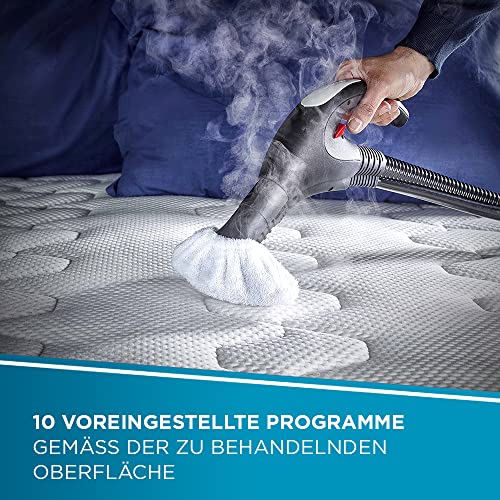 Polti Vaporetto Lecoaspira FAV80_Turbo Intelligence, Dampfreiniger und Staubsauger mit Wasserfilter, mit Eco-Funktion, 6 BAR Dampfleistung, 15 Zubehörteile, weiß/grün