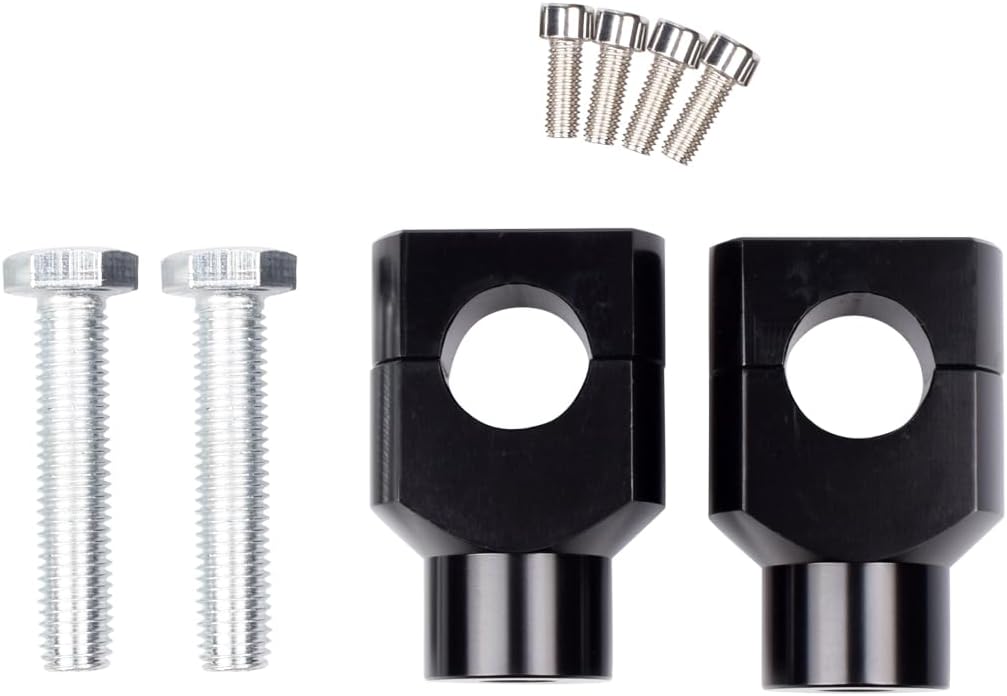 ROUND 1" Handlebar Bar Risers Motorcycle Bar Clamps Compatible with Harley Handle Bar Riser Extension Kit Black,1.5inch Raise