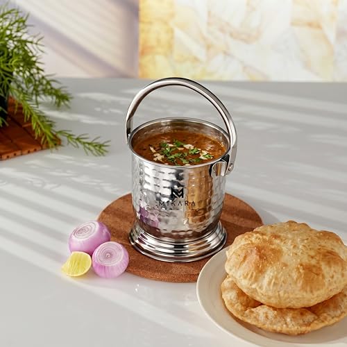 Image of MIKARA Dal Serving Bucket Stainless Steel Bucket for Serving Dal (1000 ml (Hammer Design))