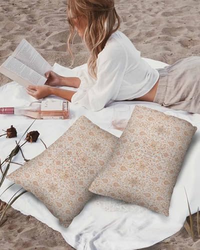 Orange Boho Floral Outdoor Pillow Cover 12x20 Inch Cushion Sham Case,Waterproof Decorative Lumbar Throw Pillowcase for Outside Garden Patio Couch Chair Tent Retro Traditional African Ethnic Tribal