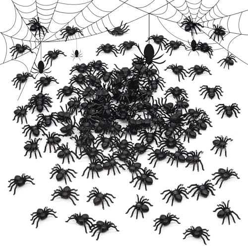 50 peças lustre falso, Halloween lustre de plástico, preto Halloween aranhas realistas, mini Spider, para festas temáticas de festa