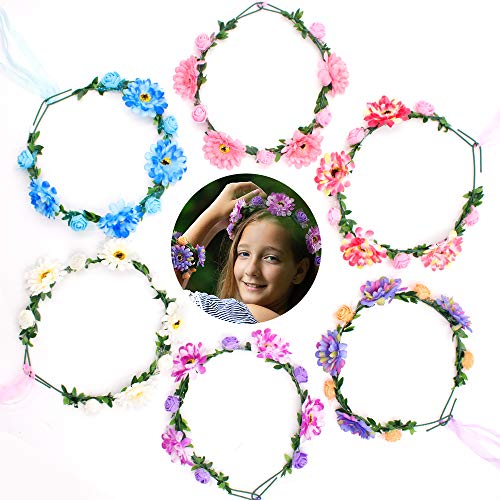 Snail Garden Snailgarden 6Pcs Adjustable Floral Headbands, Rose Flower Leave Crown Wreath-Bridal Halo Garland Headpiece With Ribbon For Women Girls Teens Birthday Party #TOP16