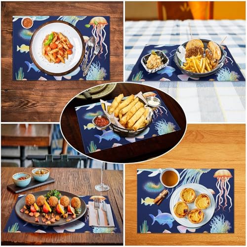 Sets de table motif marin lavables pour protéger la table des taches et de la chaleur - 6