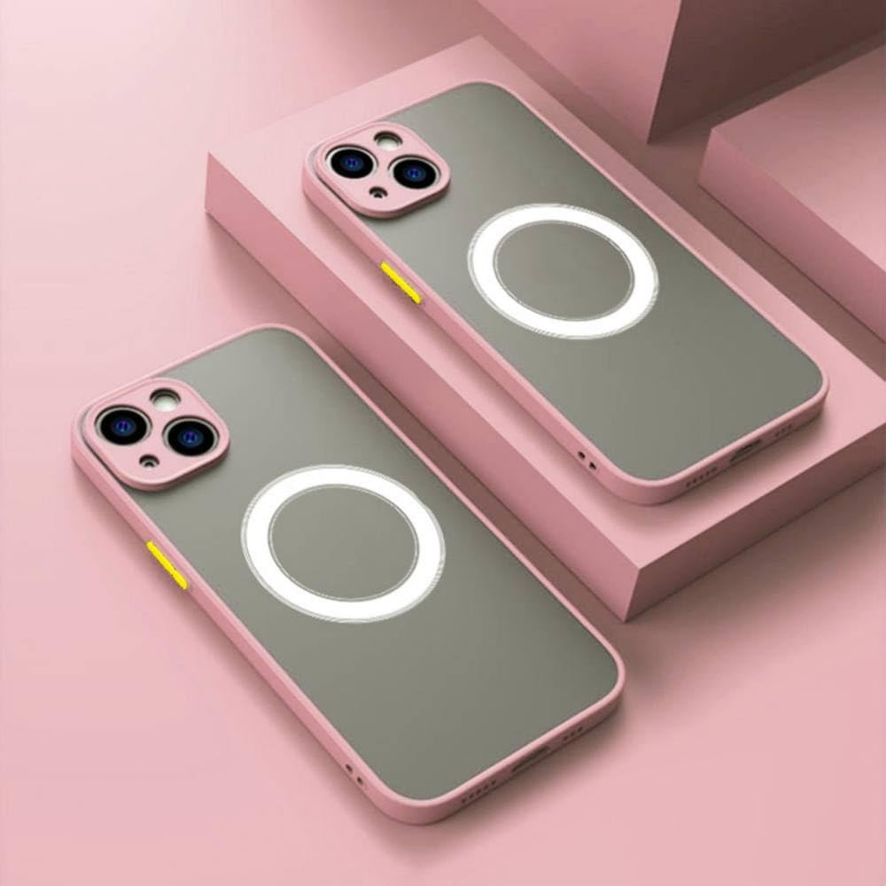 Coque iPhone 13 Pro magnétique sans fil antichoc rose mat - 6