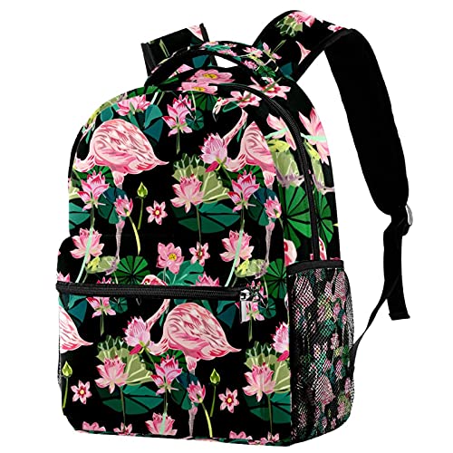 Sac d'école motif flamant rose multicolore pour étudiants et ados