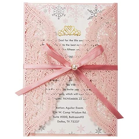 KUCHYNEE 20 pièces rose et blanc cartes invitation Cover