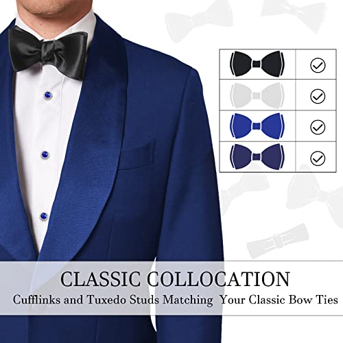 AMITER Crystal Cufflinks and Tuxedo Studs for Men, Cuff Links Suits for Shirt Formal Dress Business Wedding Anniversary2
