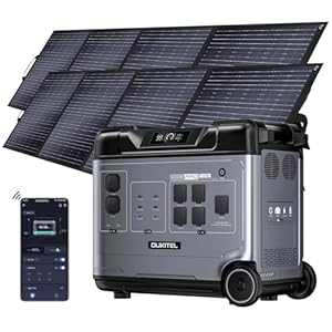 OUKITEL P5000 Pro Solar Powerstation 4000W mit 2 x 400W Solarpanel, 5120Wh Solargenerator mit LiFePO4 Batterie, 1,5 Std. Schnelllade, Portable Power Station für Notfälle/Stromausfall/Heimg...