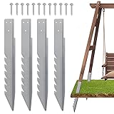 4 Pack Fence Post Anchor - Ground Anchor Fence Post Spike for Wooden Post Swing, Heavy Duty Sleeper Stakes, Long Lasting Garden Fencing Support Brackets for Fence Post Repairing, Windproof, Rainproof