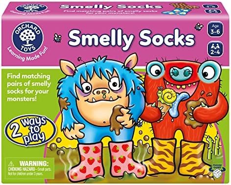 ORCHARD TOYS Moose Smelly Socks Game. Find Matching Pairs of Socks for Your Monsters! for Ages 3-6 and 2-4 Players