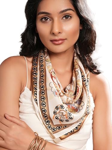 Image of Printed Poly Silken feel Scarf Stole for Women | Stylish, Soft, & Lightweight | Satin Feel Neck Scarf, Hair Scarf, Head Scarf for Women