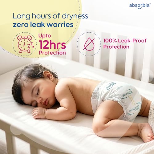 Image of Absorbia Baby Pant Diaper Medium (M) 7-11 Kg, 60s x Pack of 2 | Up to 12Hrs Protection | Cottony Soft Comfort for Sensitive Skin | Wetness Indicator | High Absorbancy | Wider pee distribution