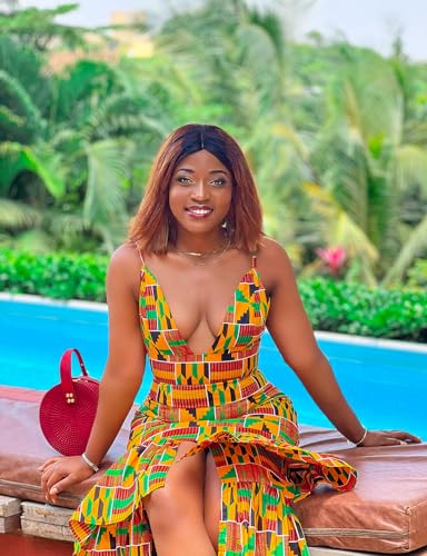 Image of SHENBOLEN Women African Ankara Batik Print Traditional Clothing Casual Party Dress