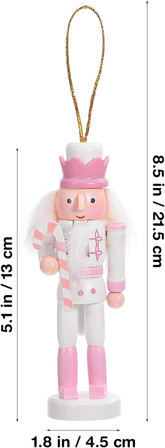 VALICLUD Pink Nutcracker Ornaments - 5.11 Wooden Soldier Figures for Christmas Decorations Perfect for Holiday Parties and Home Decor